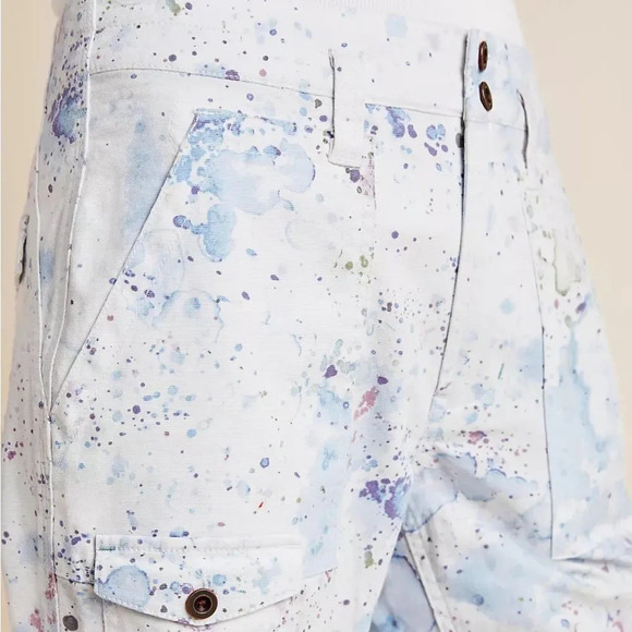 ANTHROPOLOGIE NWOT Wanderer Watercolor Cargo Pants in Neutral Motif - Picture 5 of 13